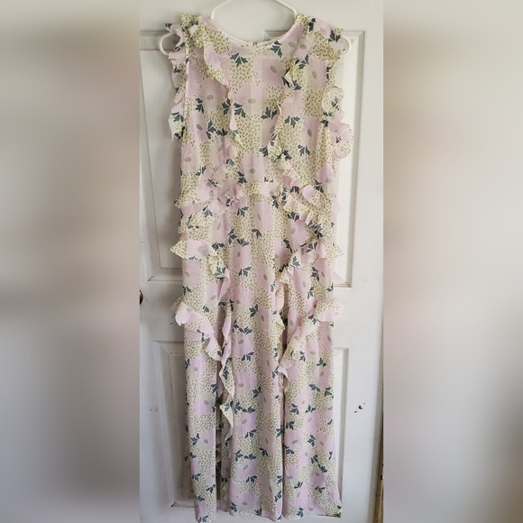 Ted Baker All Over Floral Print Sheer Material Maxi Dress, Size 5 - Picture 3 of 9
